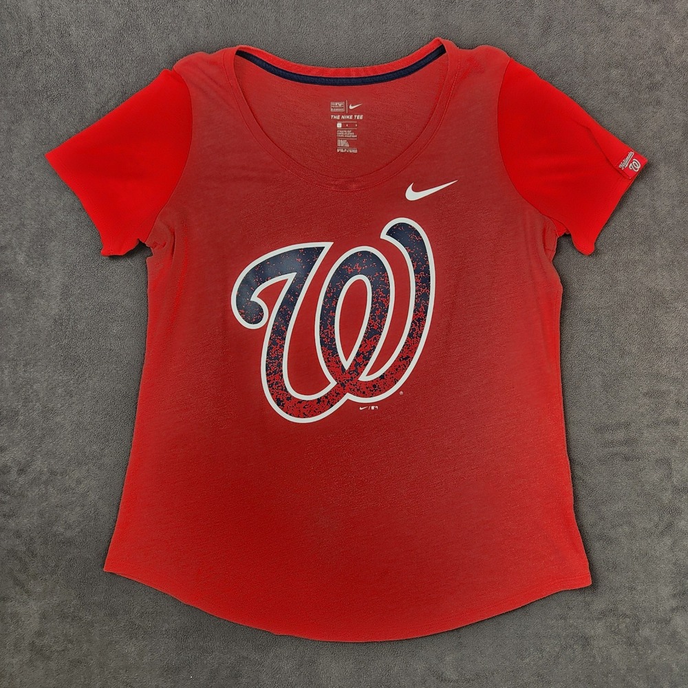 Washington Nationals MLB Nike Shirt Womens Large Red Nats Baseball Tee
